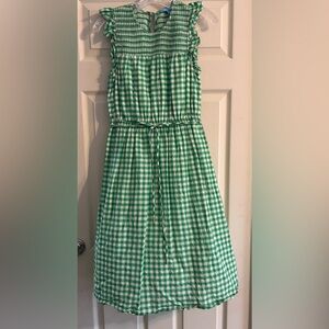 Green and White Gingham Draper James Sleeveless Smocked A-Line Dress 🍃